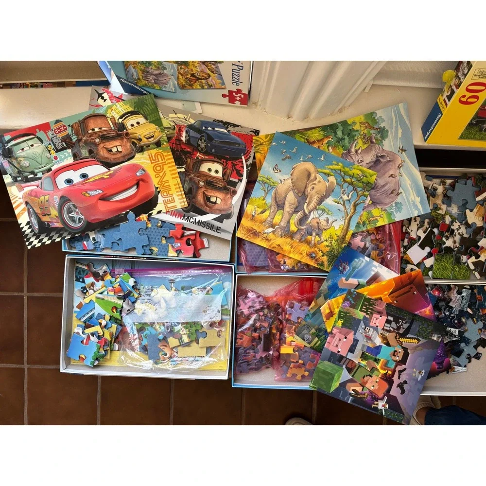 Ravensburger Kids Puzzle Lot 13 Puzzles 7 Boxes Cars Paw Patrol Minecraft 60pc